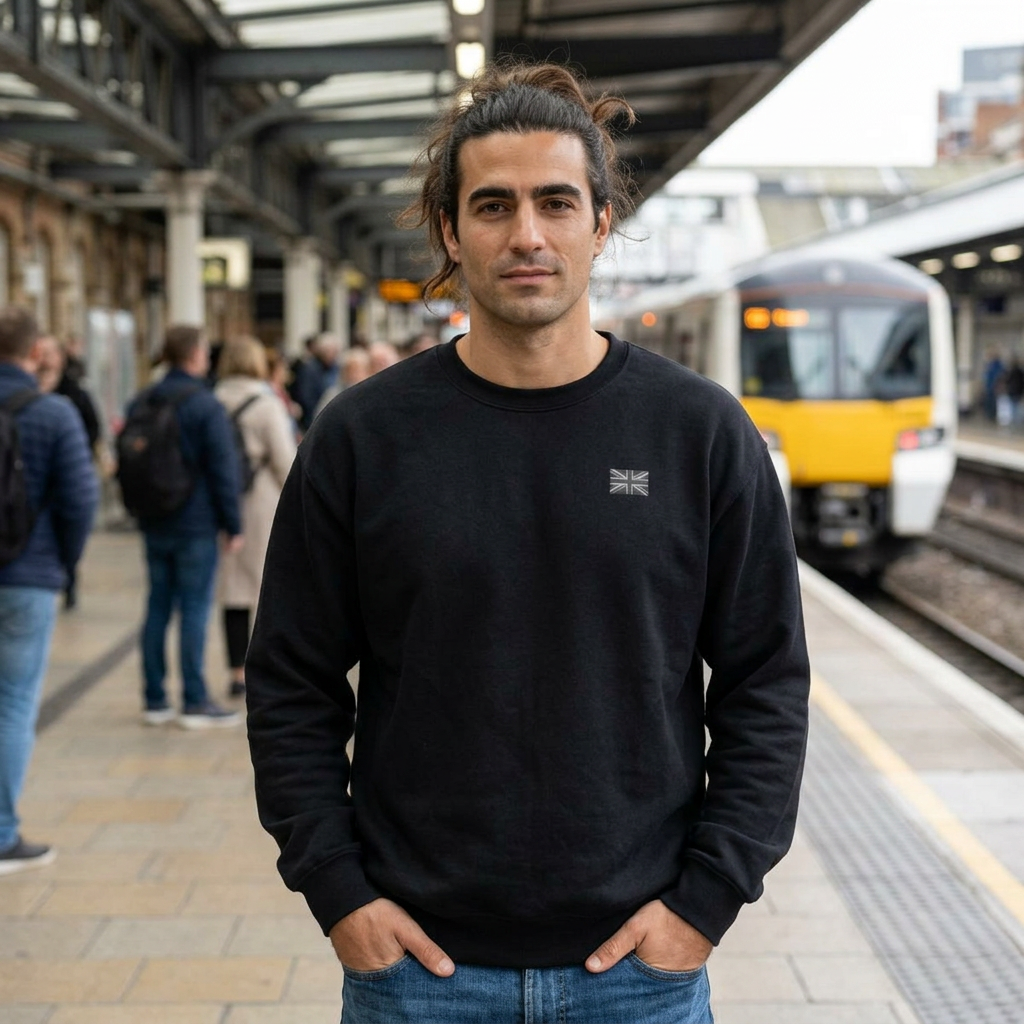 Union Jack Front Print Sweatshirt - Black Edit