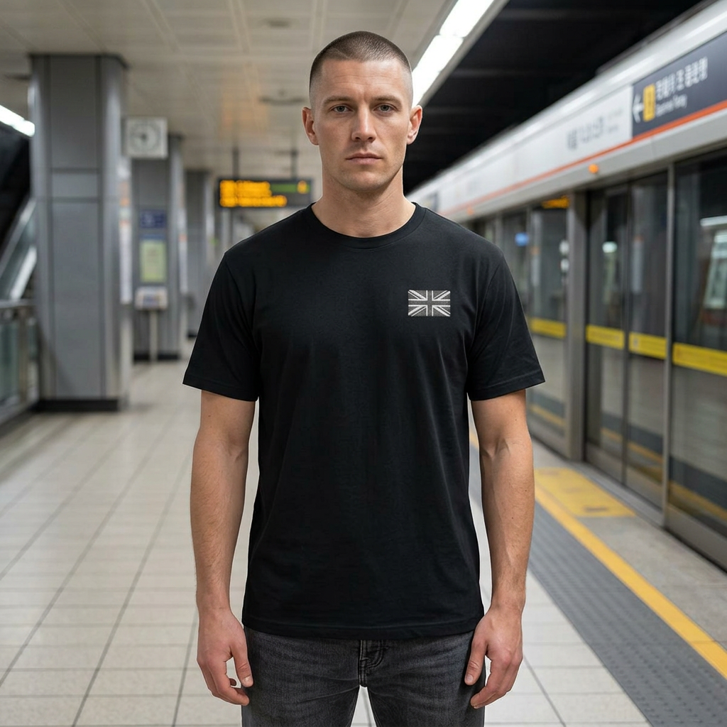 Union Jack Front Print T-Shirt - Black Edit