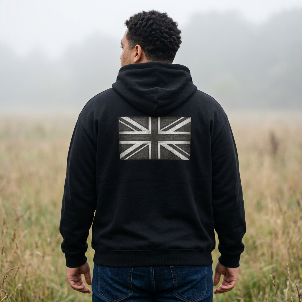Union Jack Front & Back Print Hoodie/Pullover - Black Edit