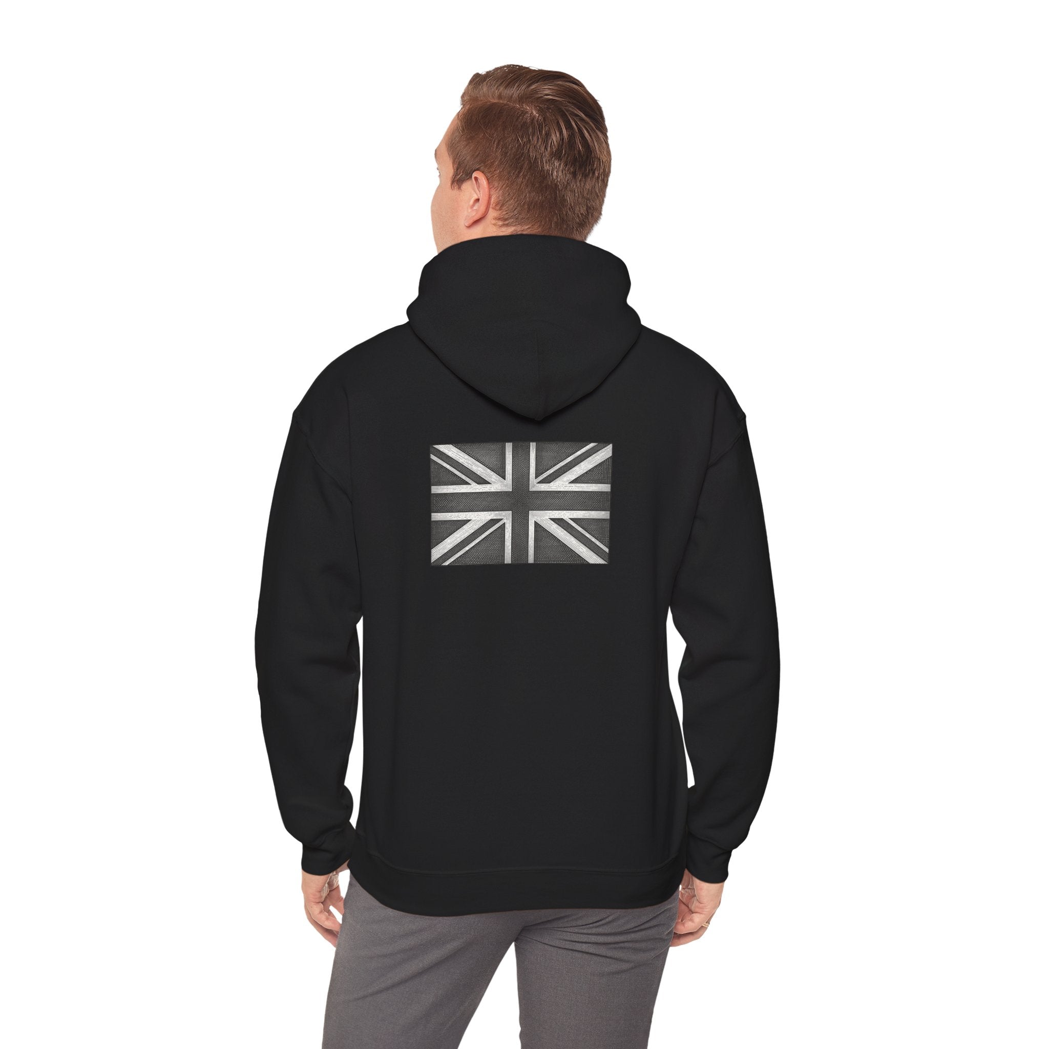 Union Jack Front & Back Print Hoodie/Pullover - Black Edit